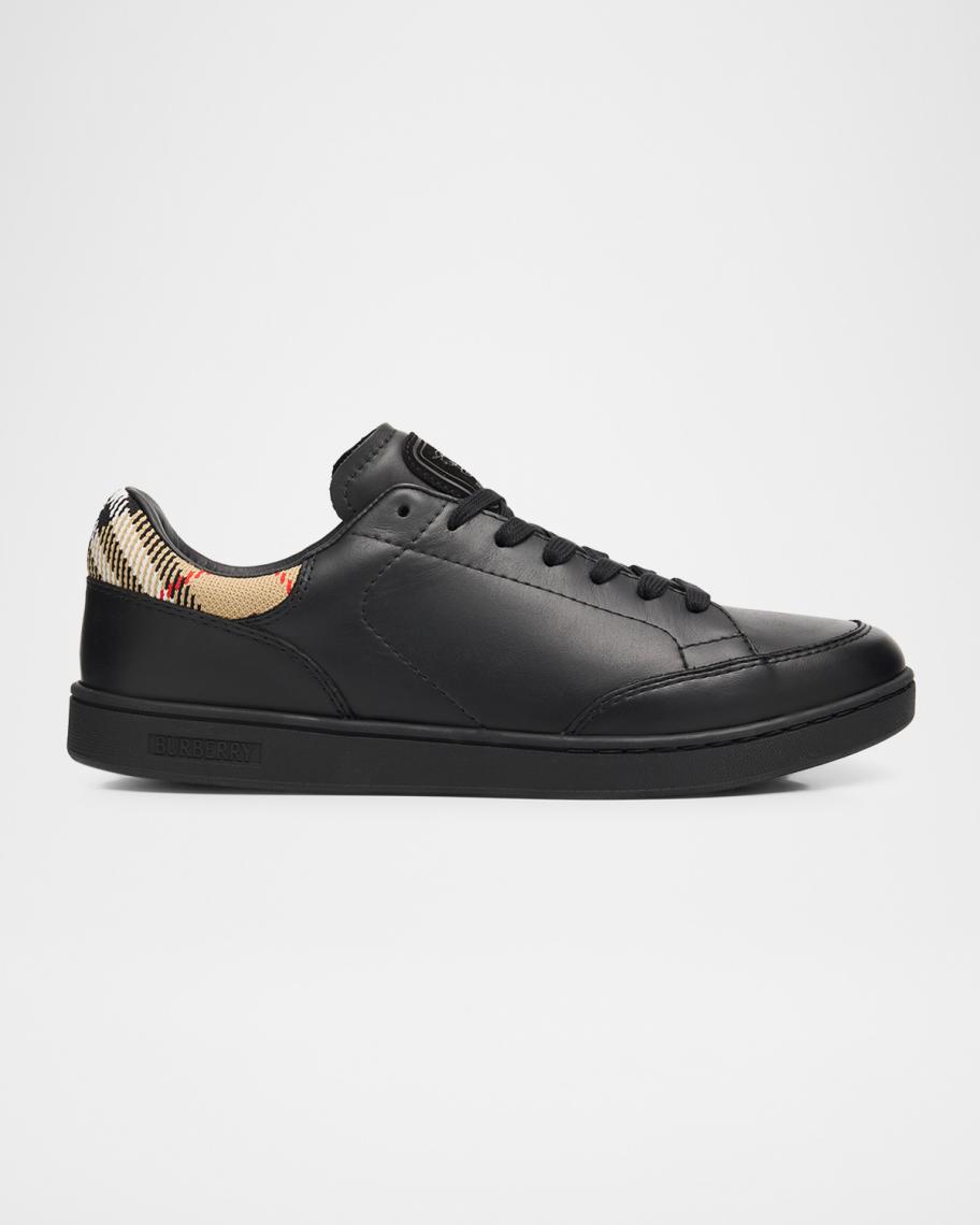 Burberry Men's Set Leather & Check Low-Top Sneakers | Neiman Marcus