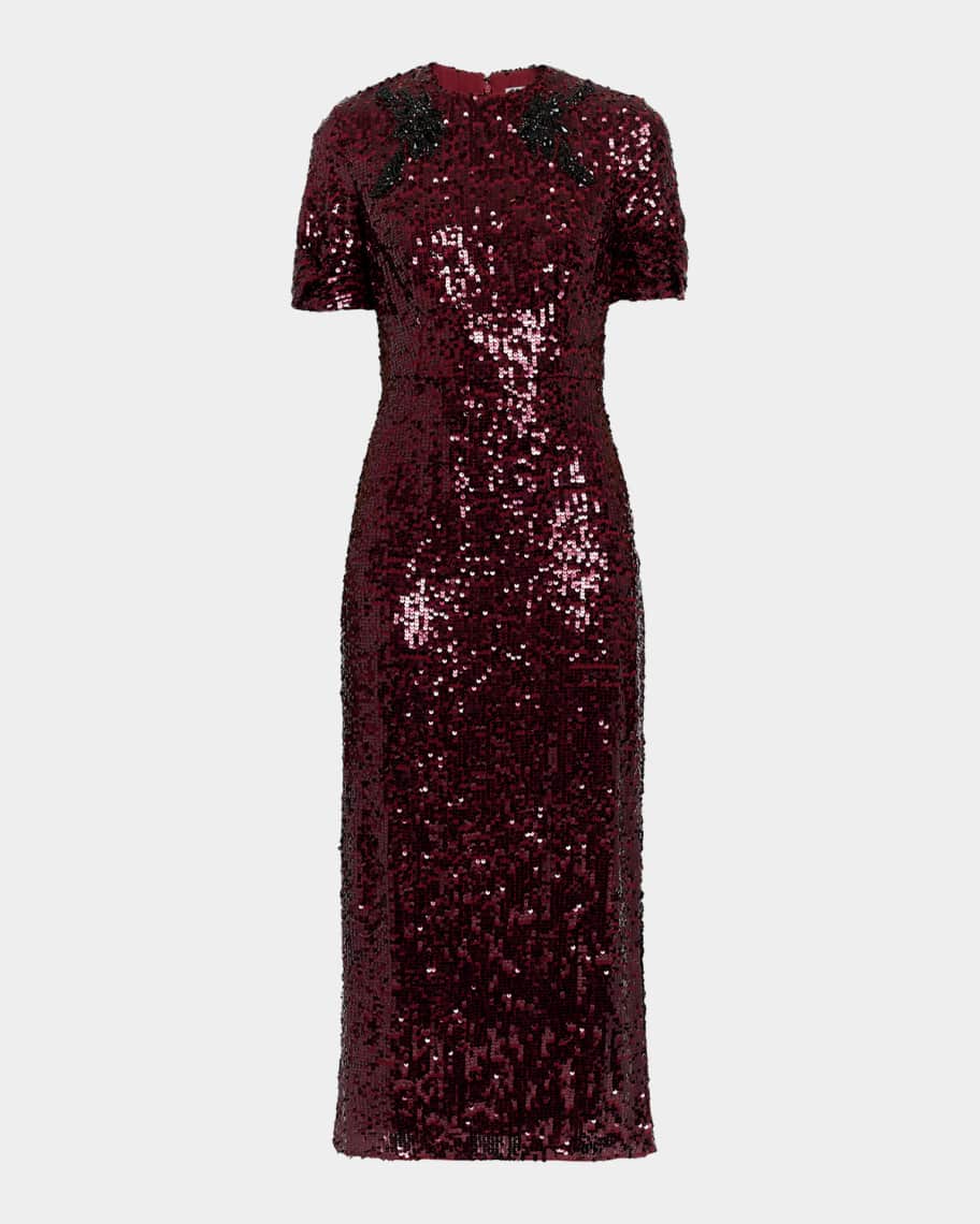 slim fit dress slacks Cinematic Sequin Mini Dress Navy main image 1