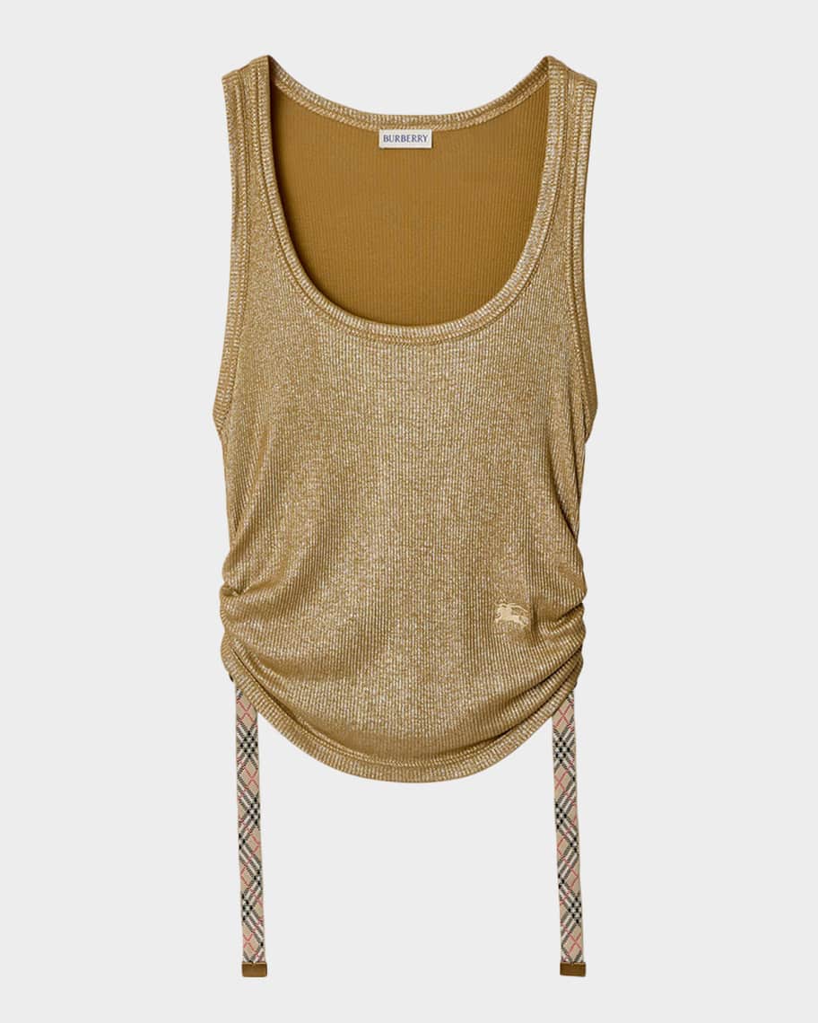 Burberry Tiana Ruched Metallic Rib Tank Top | Neiman Marcus