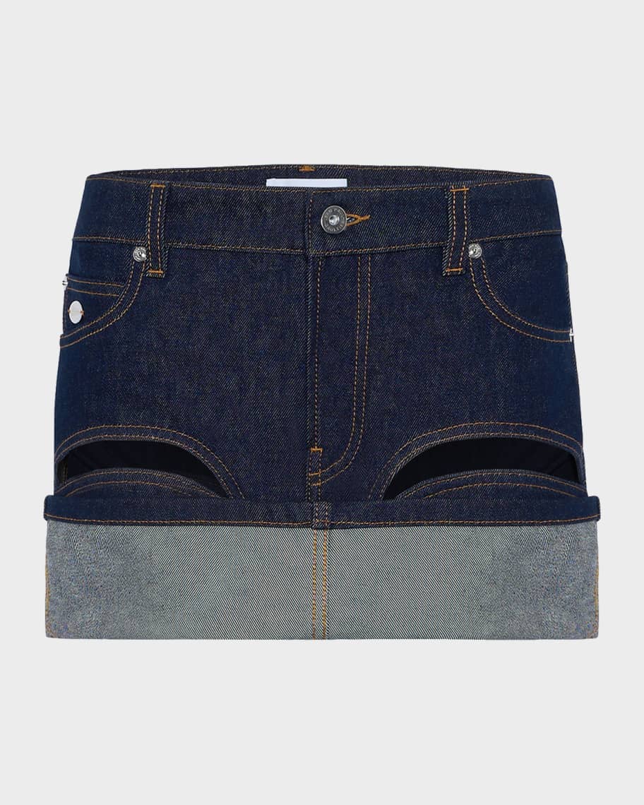 Jean Paul Gaultier Cutout Denim Mini Skirt | Neiman Marcus