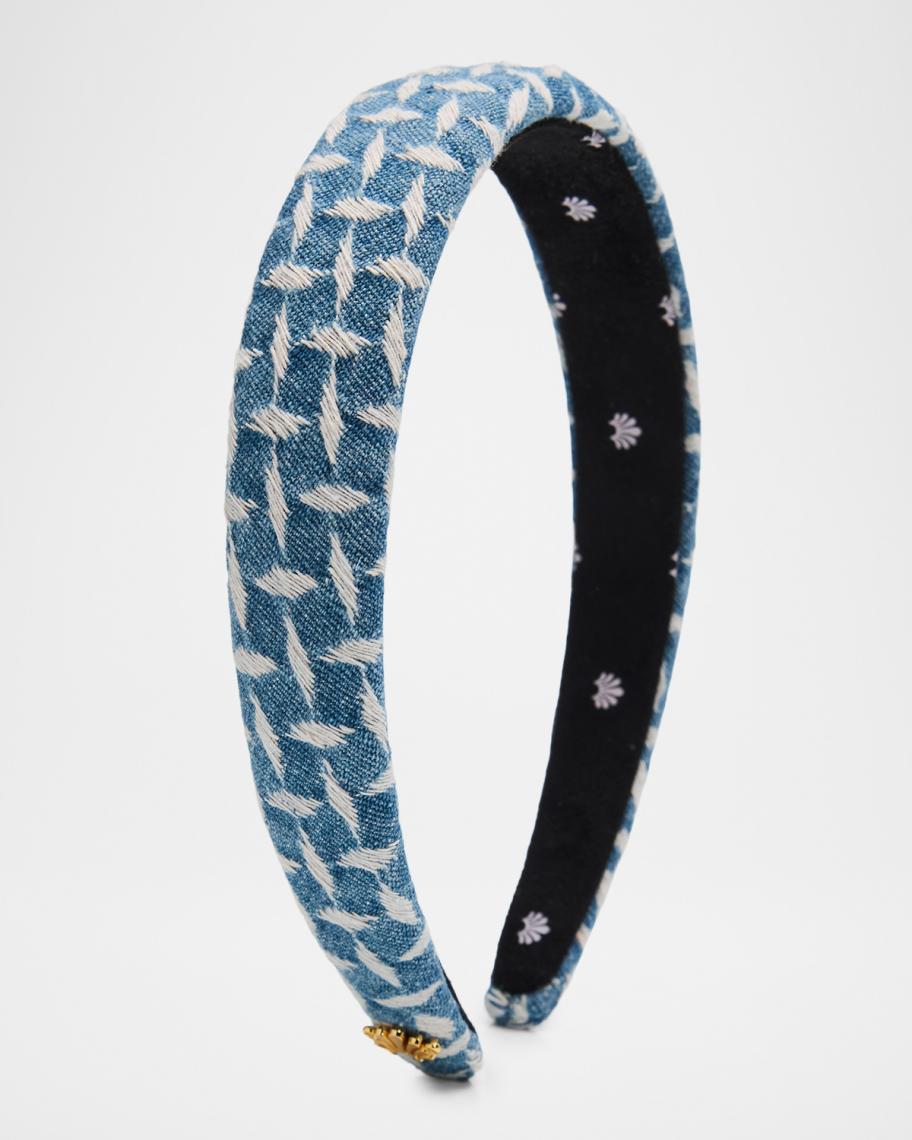 Lele Sadoughi Charlotte Lattice Denim Headband | Neiman Marcus display picture 1