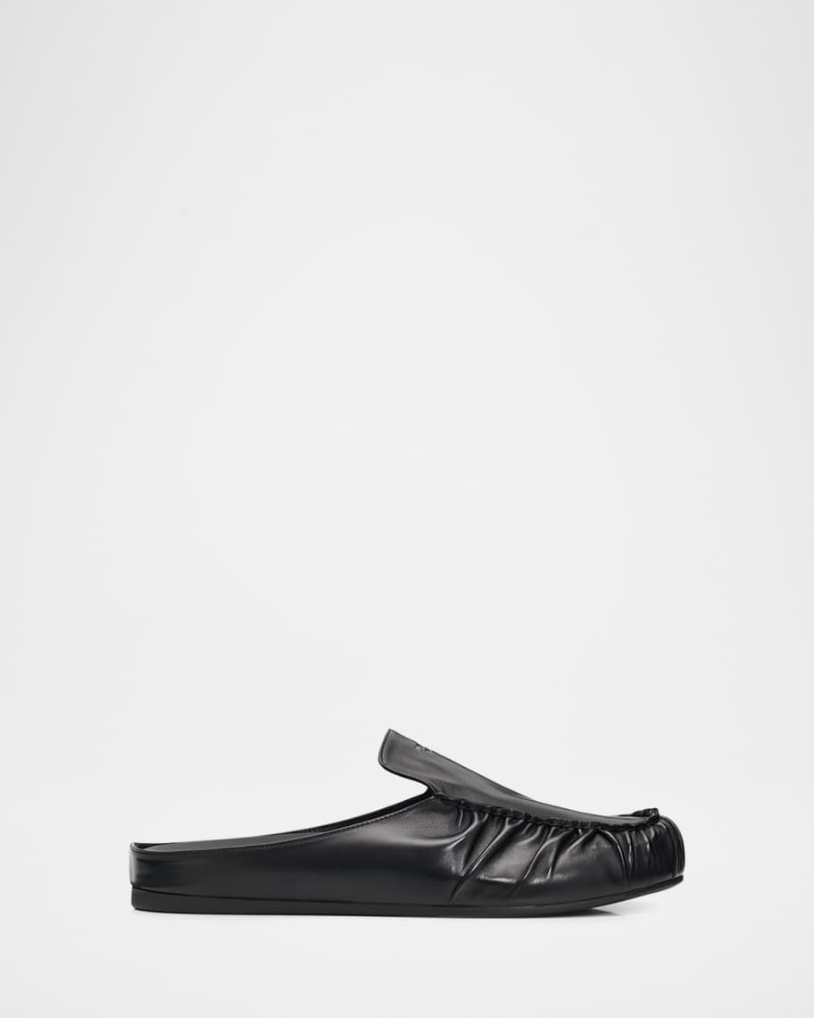 Prada Men's Leather Moc-Toe Mules | Neiman Marcus