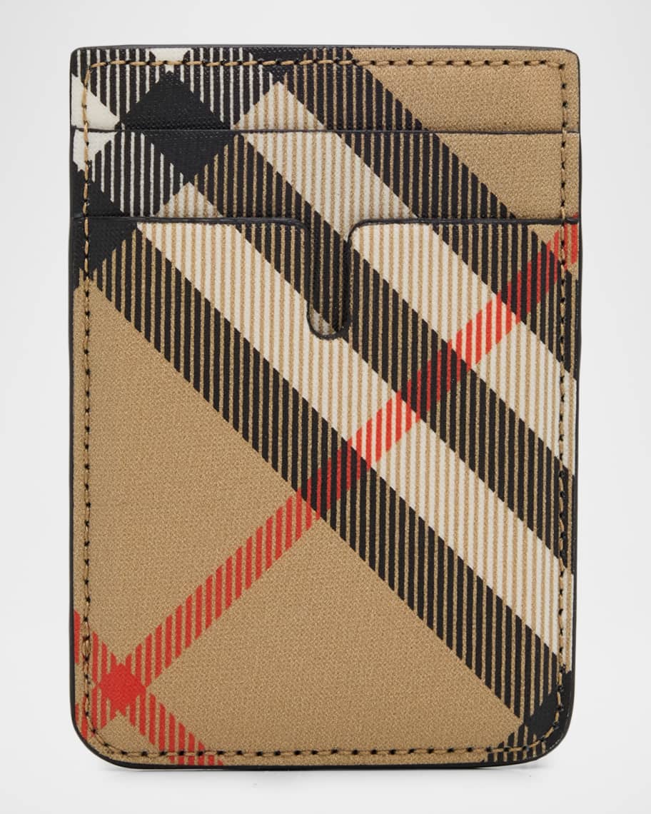 Burberry Men's Check Magnetic Card Case | Neiman Marcus
