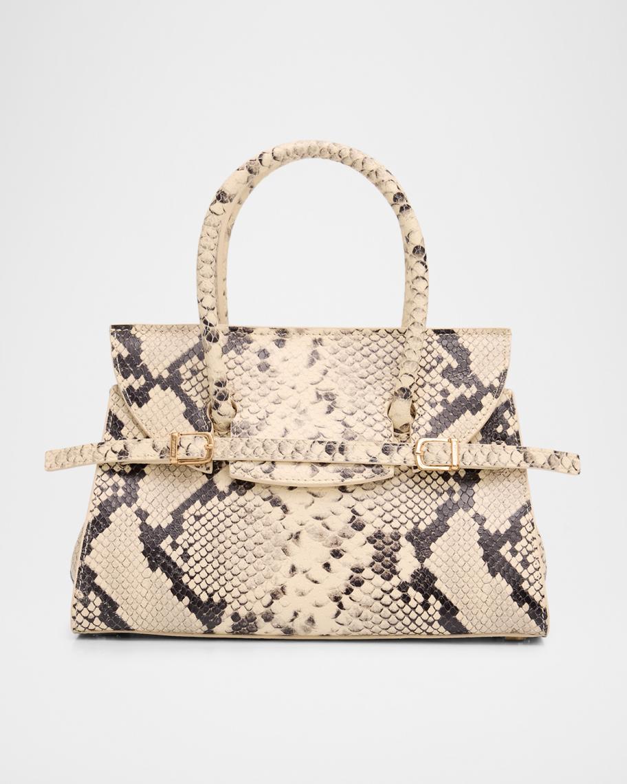 SIMKHAI River Small Snake-Print Leather Top-Handle Bag