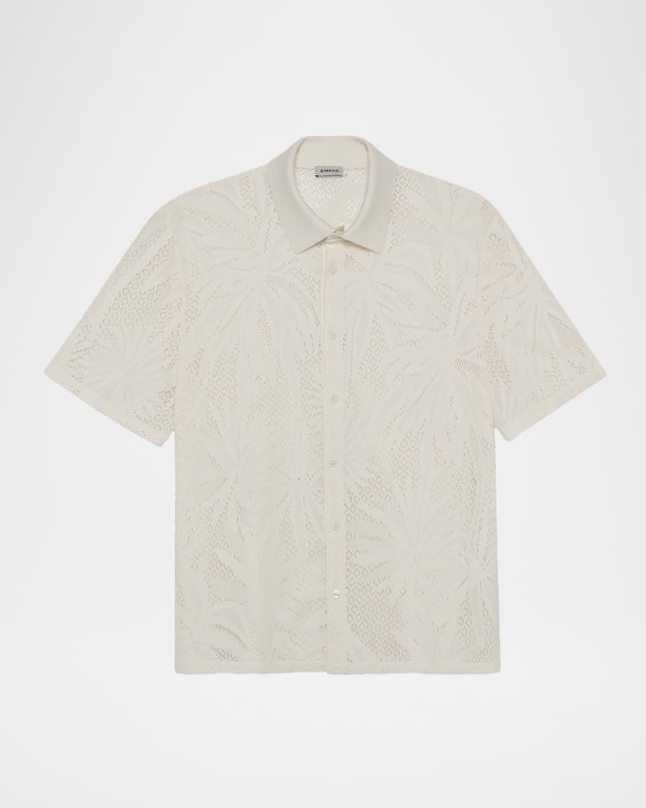 SIMKHAI Men's Conrad Lace Button-Front Shirt | Neiman Marcus