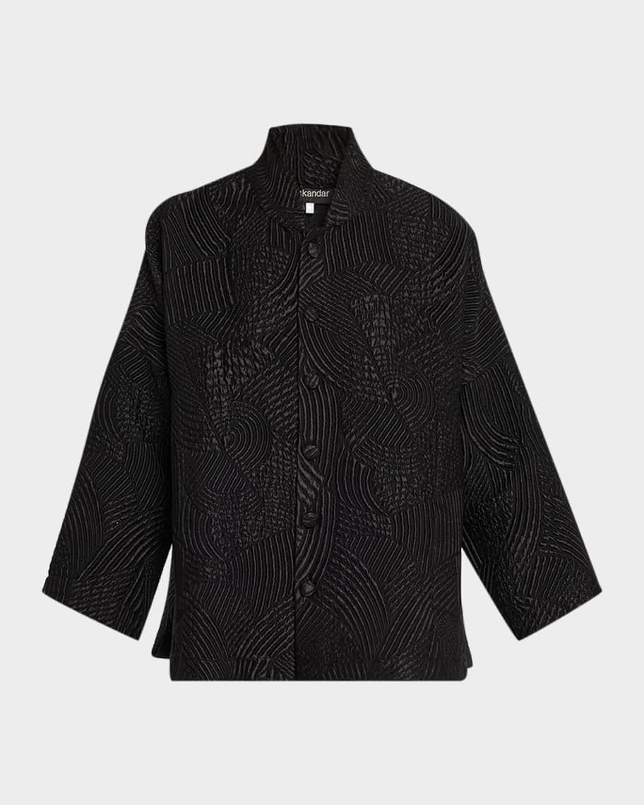 Eskandar Silk Wool Mix Chinese Imperial Jacket With Chinese Collar