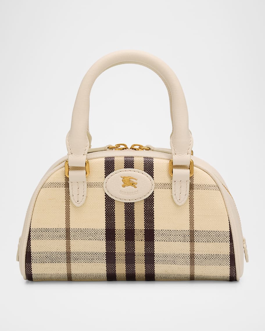 Burberry Highlands Mini Check Top Handle Bowling Bag | Neiman Marcus