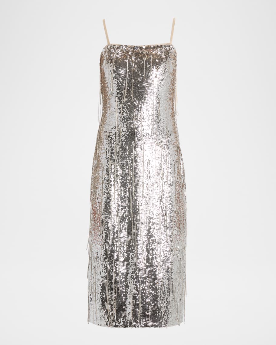 Ramy Brook Lyanna Square-Neck Sequin Fringe Mini Dress | Neiman Marcus