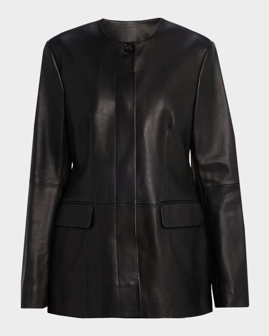 Toteme Collarless Leather Jacket | Neiman Marcus