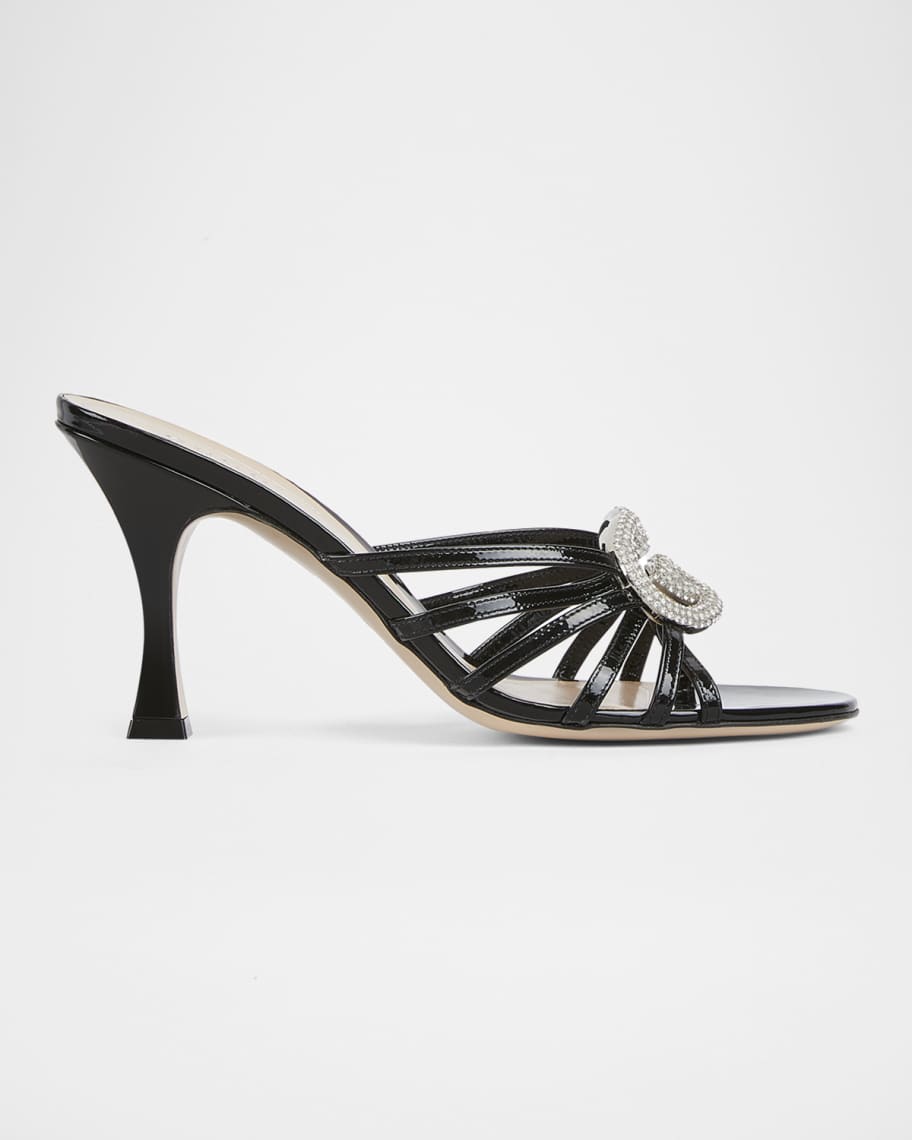 GUCCI マーモント　リボン付きフラットシューズ　サイズ37.5 Gucci 85mm Alicia Interlocking G Patent Leather Sandals | Neiman
