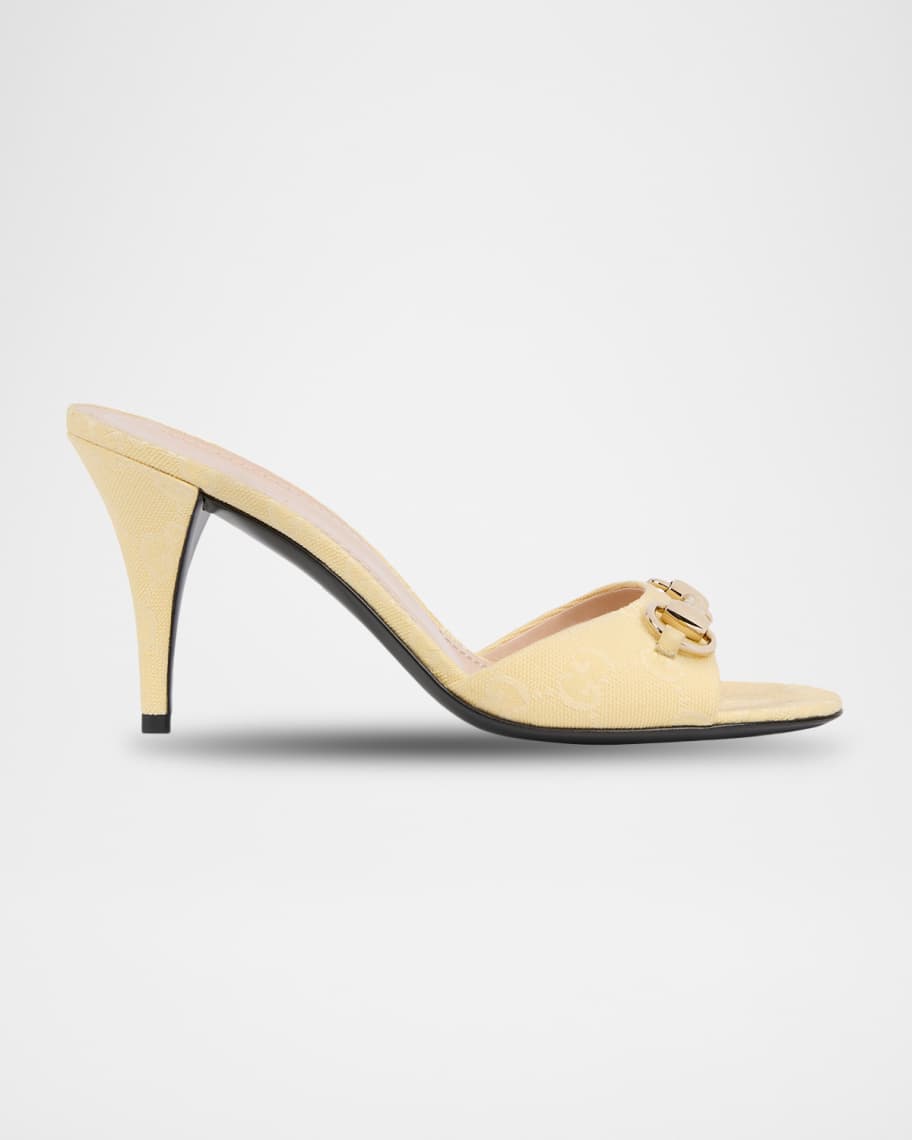 Gucci 85mm Erin GG Monogram Canvas Mules | Neiman Marcus