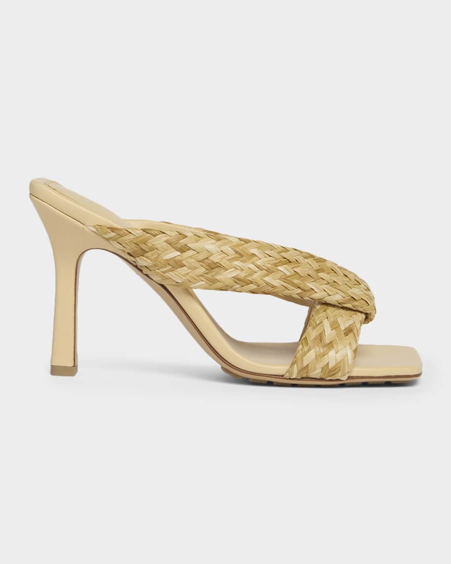 Bottega Veneta Riva Braided Raffia Mule Sandals | Neiman Marcus