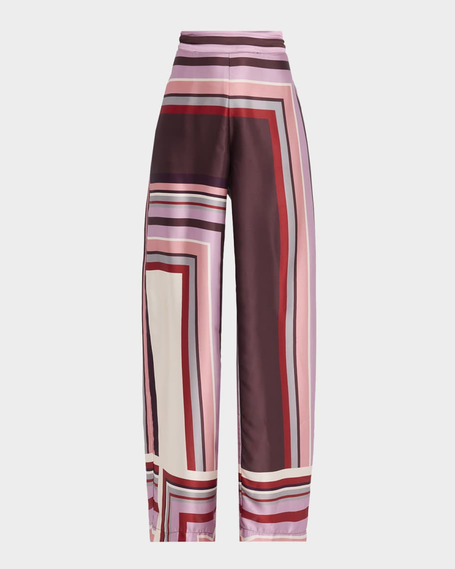 MISA Los Angeles Izzie Geo Stripe Wide-Leg Pants | Neiman Marcus