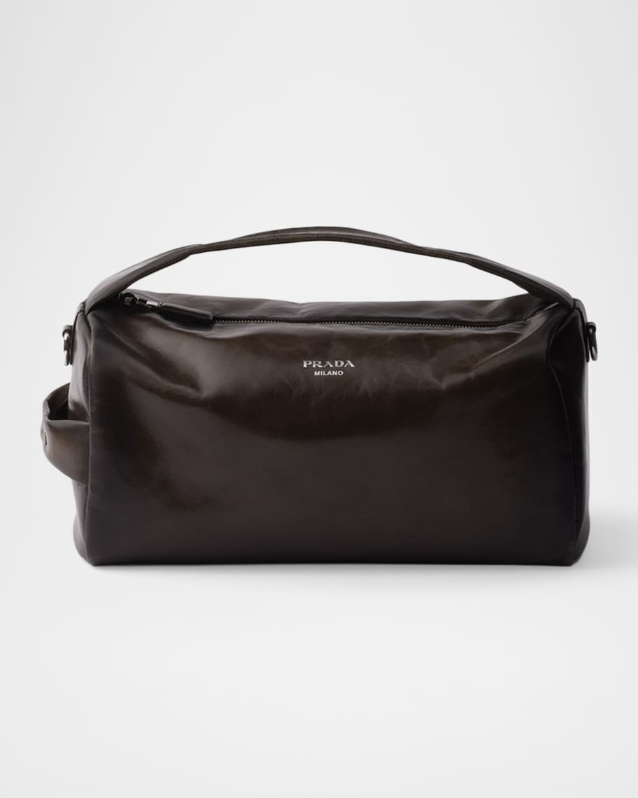 Prada Antiqued Leather Shoulder Bag | Neiman Marcus