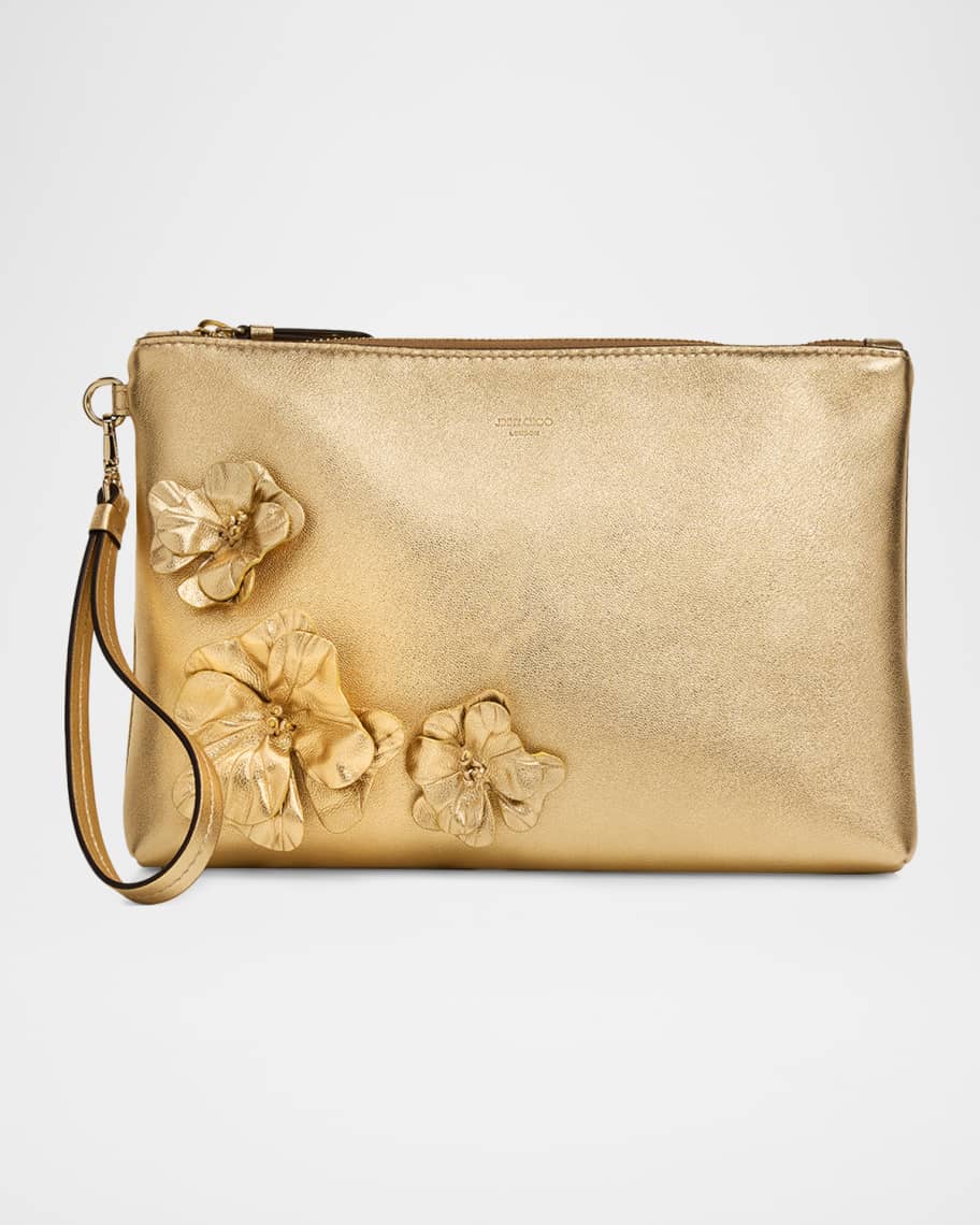 Jimmy Choo Metallic Leather Pouch Bag | Neiman Marcus