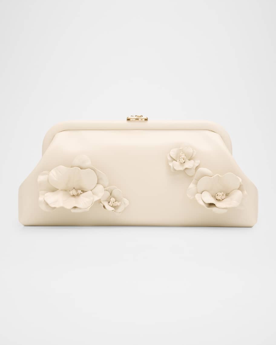 Jimmy Choo Skylar Floral Applique Leather Clutch Bag | Neiman Marcus