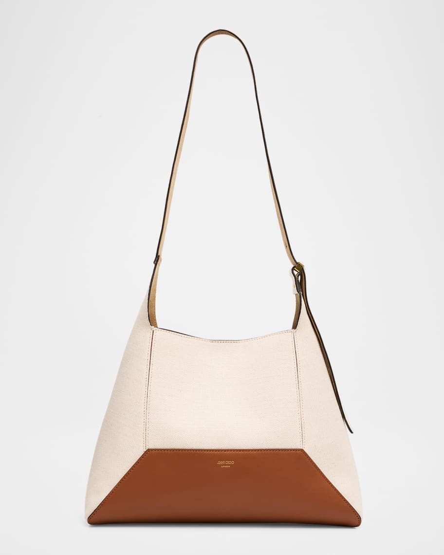 Jimmy Choo Diamond Medium Canvas & Leather Hobo Bag | Neiman Marcus