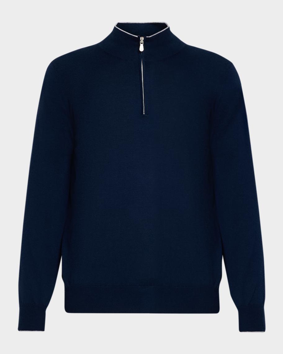 Brunello Cucinelli Men's Cotton Knit Quarter-Zip Sweater | Neiman