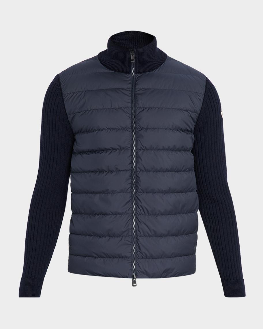 Moncler Men's Padded Wool Full-Zip Cardigan | Neiman Marcus