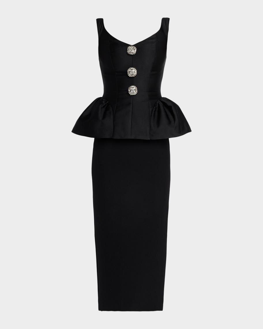 neiman marcus peplum dress Dress the Population Liliana Pleated Long Dress