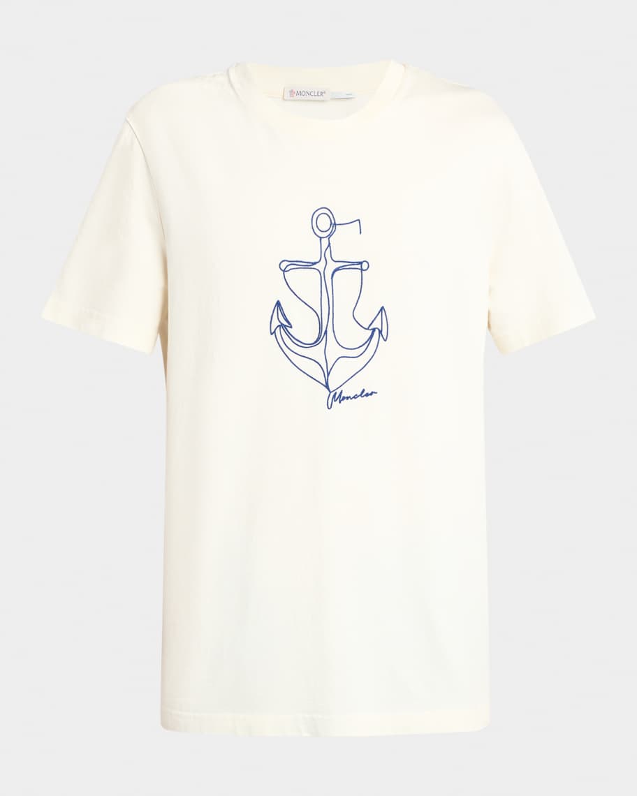 Moncler Men's Anchor Linework Logo T-Shirt | Neiman Marcus