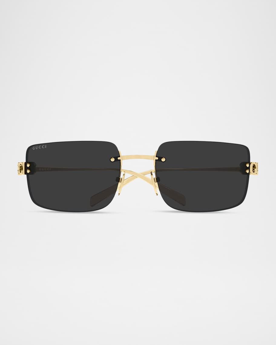 Gucci Logo 61mm Metal Rectangular Sunglasses | Neiman Marcus