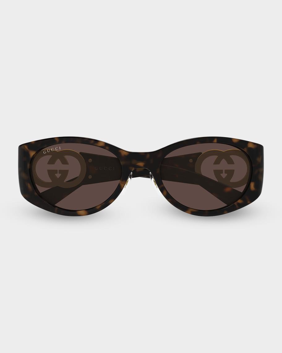 GUCCI✨️マッシュルーム総柄トップス GGボタン イタリア製 上品シルエット Gucci Crystal-Embellished Logo 51mm Oval Sunglasses | Neiman Marcus