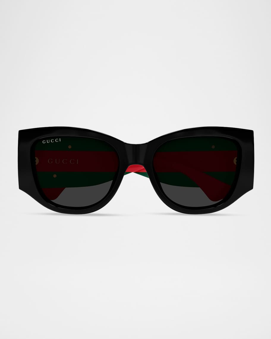 Gucci Web Stripe 55mm Oval Sunglasses | Neiman Marcus