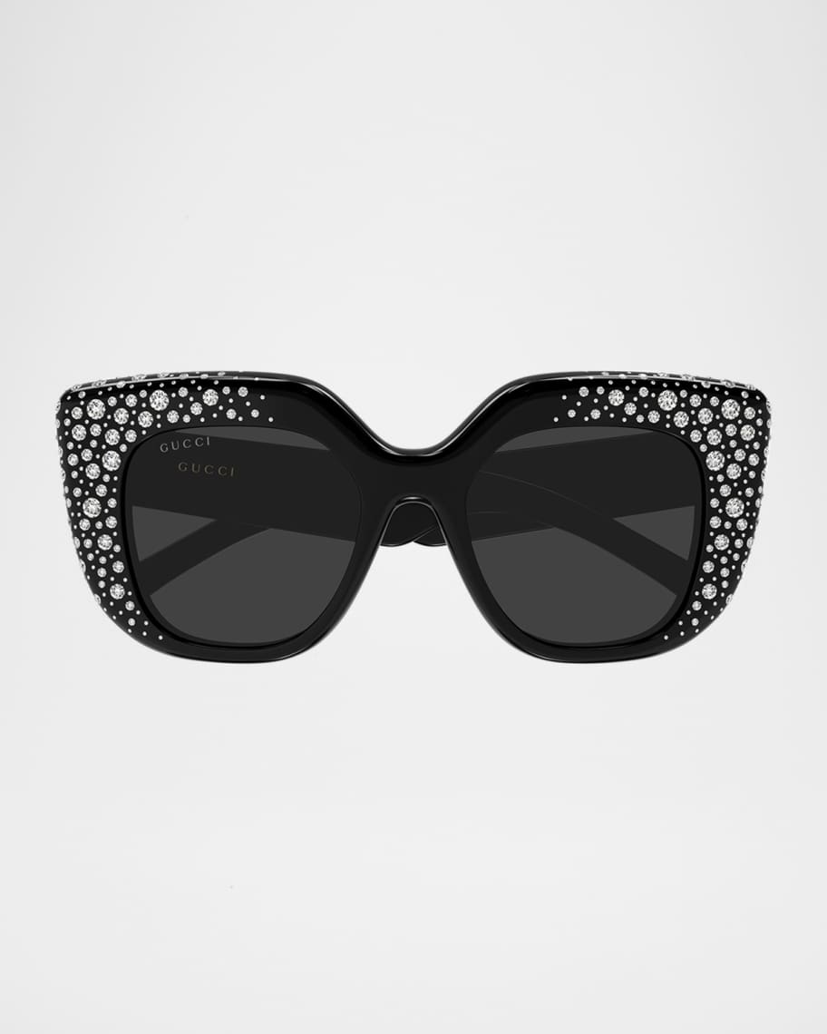 Gucci 50mm Crystal-Embellished Square Sunglasses | Neiman Marcus