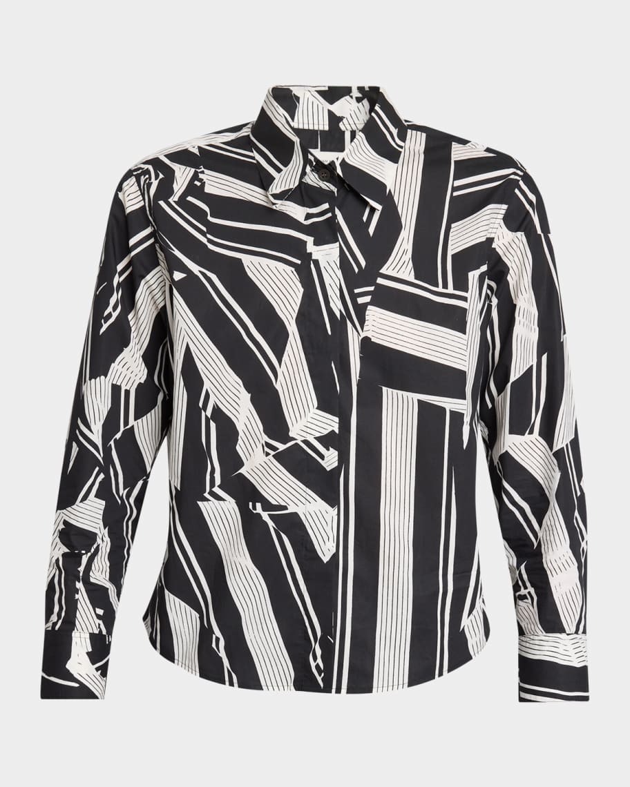 Dries Van Noten Clavini Abstract-Print Button-Front Shirt | Neiman