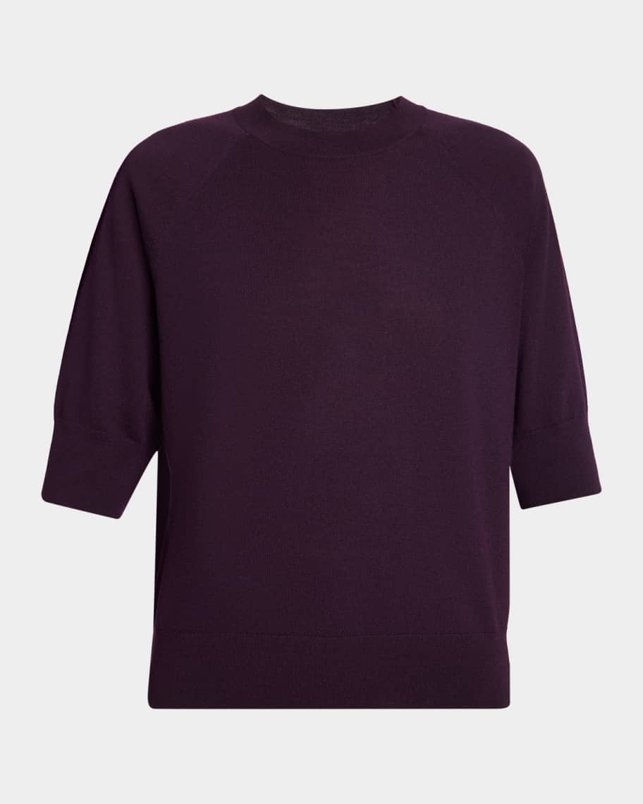 Dries Van Noten Tuan Short-Sleeve Wool Crewneck Sweater | Neiman