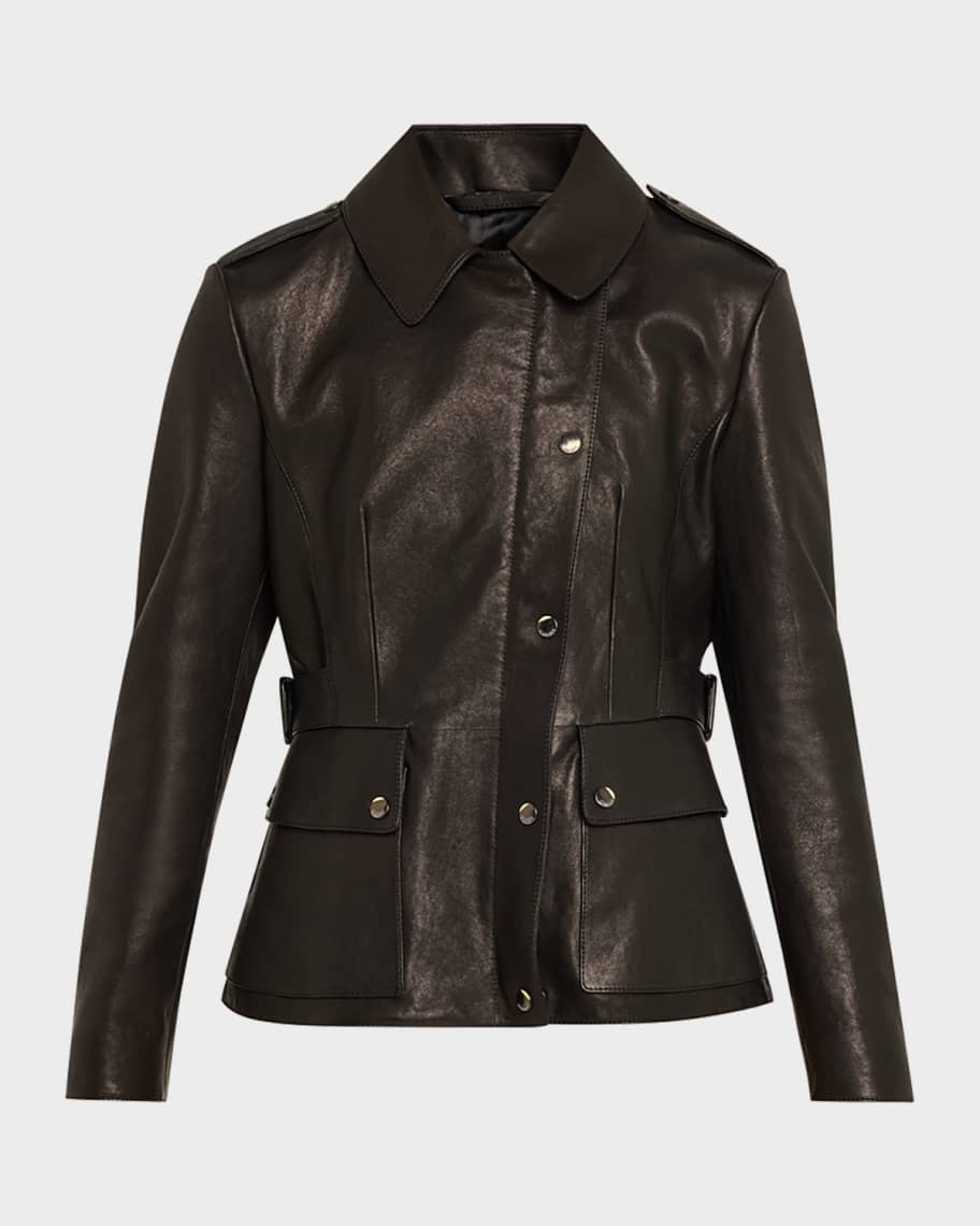 Burberry Leyton Lamb Leather Trench Jacket | Neiman Marcus