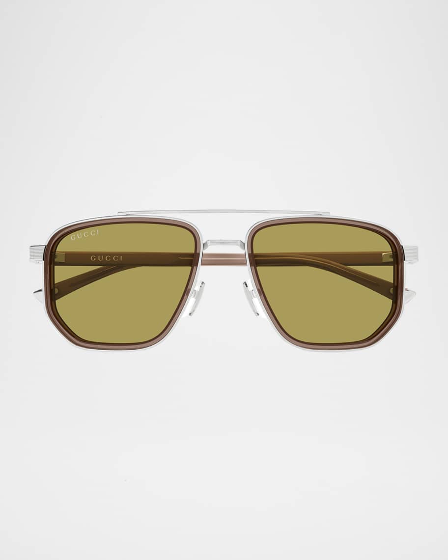 GUCCI グッチ　ゴールドラメ　トップス　ノースリーブ Gucci Men's GG2073S Double-Bridge Metal and Bio-Nylon Aviator