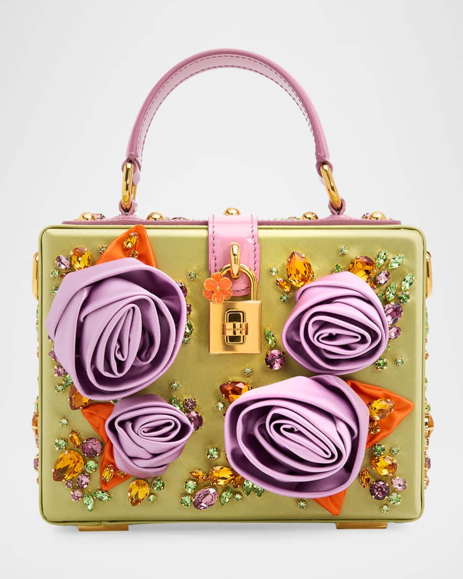 Dolce&Gabbana Crystal & Rosette Satin Box Top-Handle Bag | Neiman