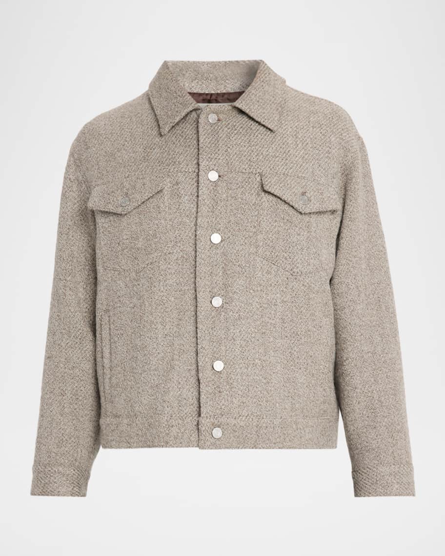FRAME Men's Wool Tweed Trucker Jacket | Neiman Marcus