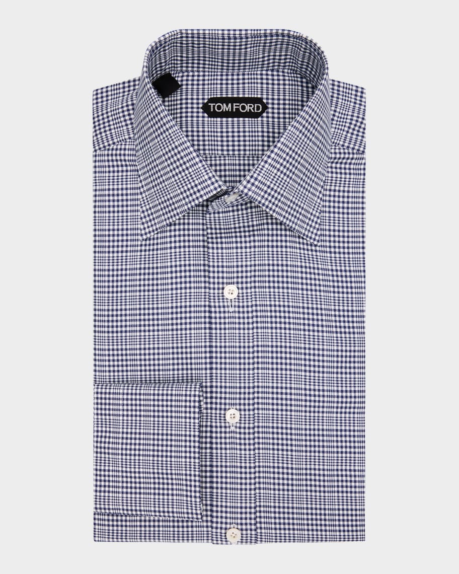 TOM FORD Men's Mutli-Check Cotton Dress Shirt | Neiman Marcus