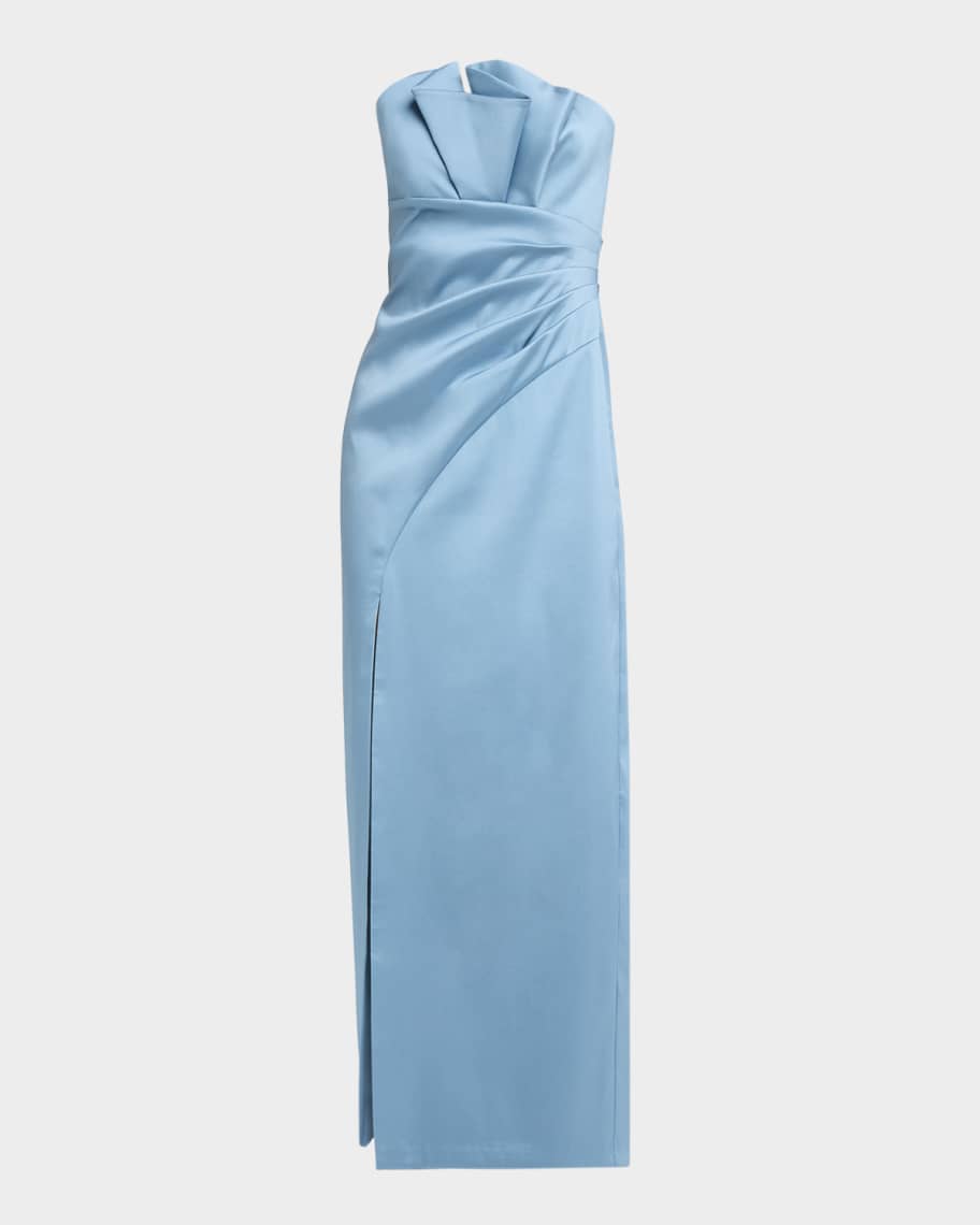 Aidan Mattox Pleated Stretch Mikado Column Gown | Neiman Marcus
