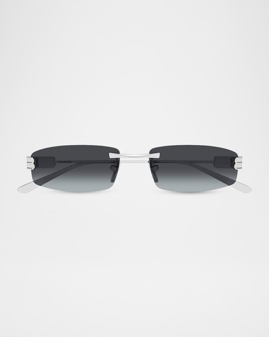 Balenciaga Men's Rimless BB Metal Rectangle Sunglasses | Neiman Marcus