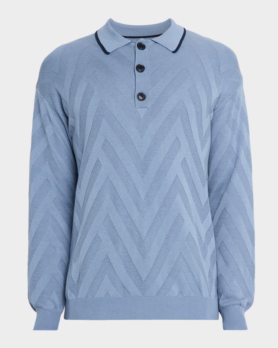 Scotch & Soda Men's Zigzag Knit Polo Sweater | Neiman Marcus