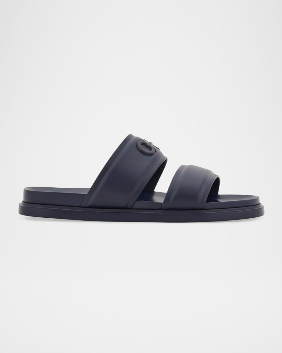 Ferragamo Men's Saint Bartheva Padded Leather Double-Strap Slide