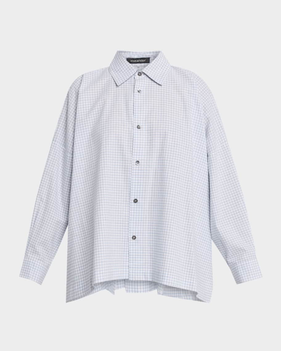 Eskandar Wide-Fit Check Cotton Shirt | Neiman Marcus