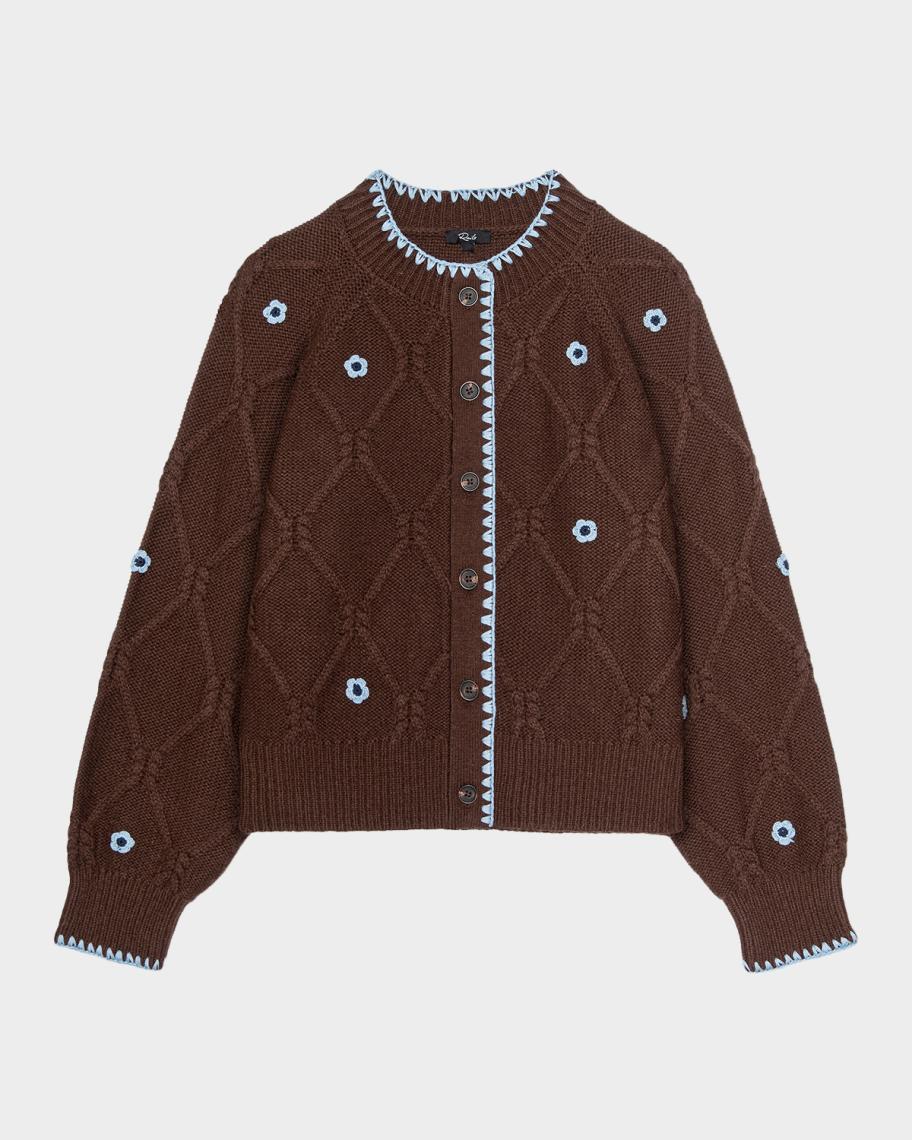 Rails Laurie Floral Cable-Knit Cardigan | Neiman Marcus