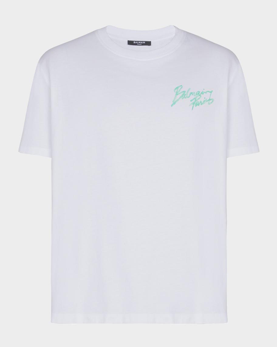 Balmain Men's Balmain Paris Logo Cotton T-Shirt | Neiman Marcus