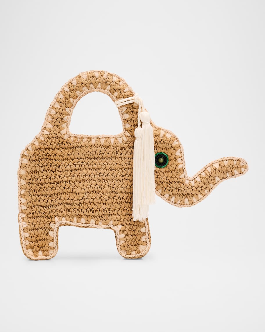 SIMONMILLER Raffia Elephant Top-Handle Bag | Neiman Marcus