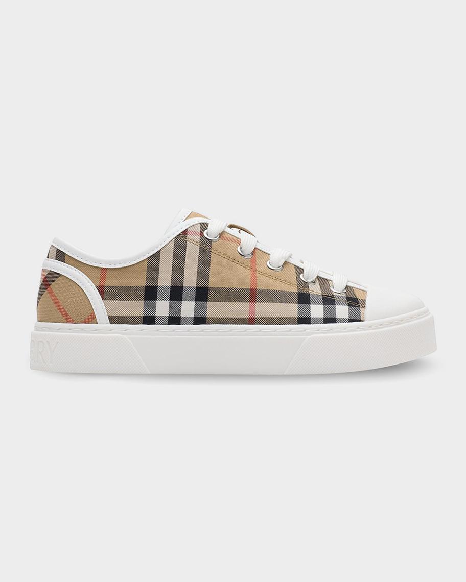 Burberry Kid's Check Cotton Low-Top Sneakers, Toddler/Kids