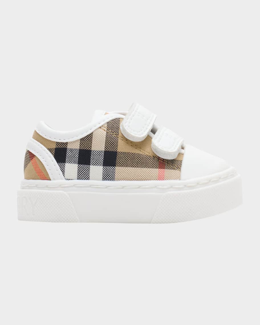Burberry Kid's Check Cotton Low-Top Sneakers, Toddlers | Neiman Marcus