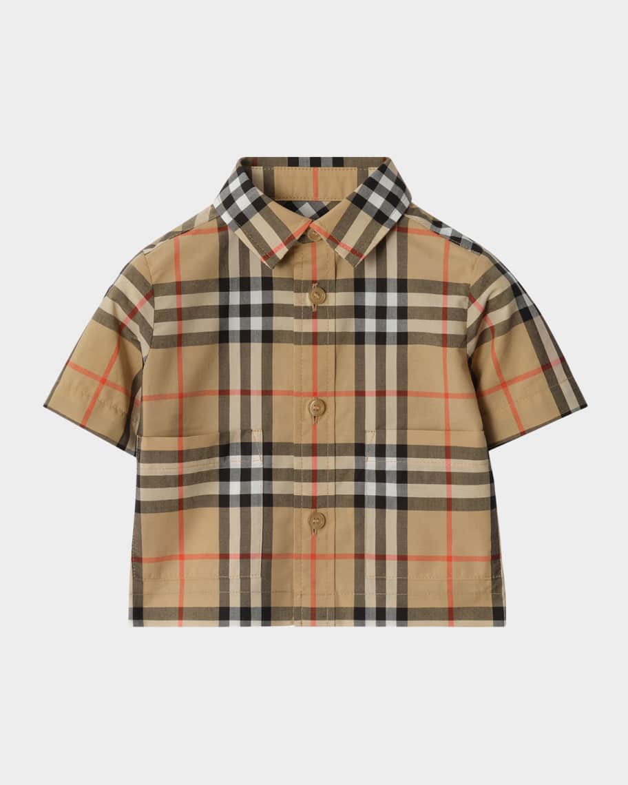 Burberry Boy's Check Cotton Shirt & Pants Set, Size 1M-18M