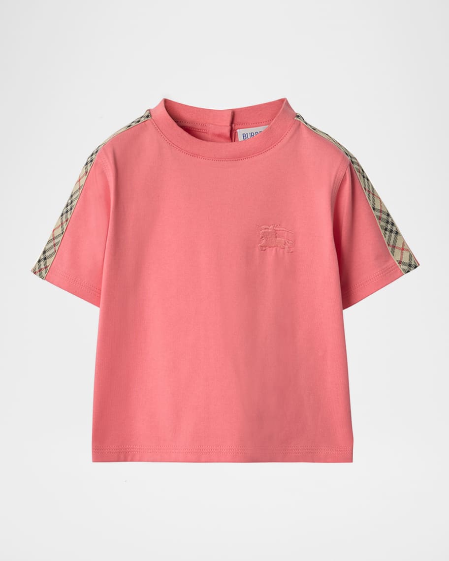 Burberry Kid's Check-Trim Cotton T-Shirt, Size 6M-36M | Neiman Marcus
