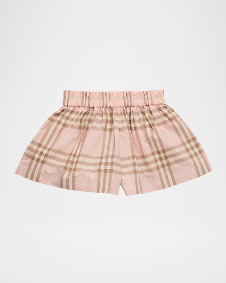 Burberry Girl's Wide-Leg Check Cotton Shorts, Size 6M-3 | Neiman