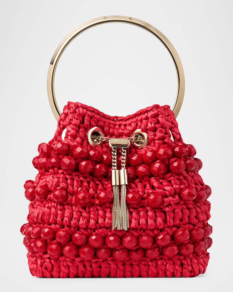 Jimmy Choo Riviera Bon Bon Beaded Raffia Top-Handle Bag | Neiman